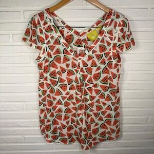 Maeve Anthropologie Picnic Day Watermelon Print Blouse, Women’s Size 4
